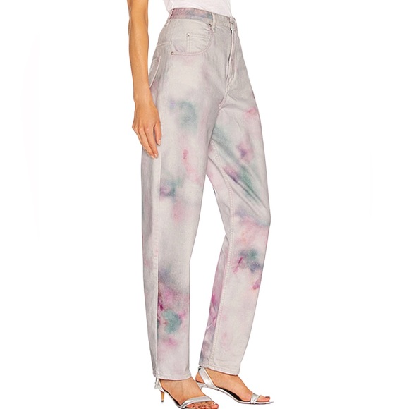 Isabel Marant Étoile Tie-Dye High Waisted Jeans Denim Pastel Cotton Batik - Picture 2 of 16